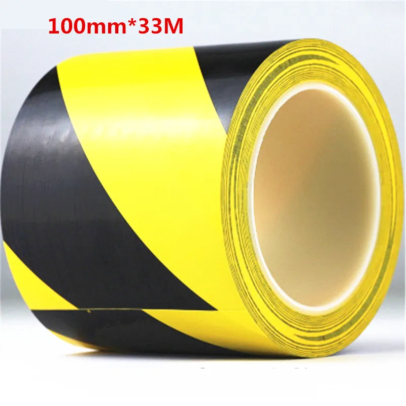 

100mm*33M PVC waterproof floor warning tape zebra tape logo tape Yellow Black Color tape for Highway traffic