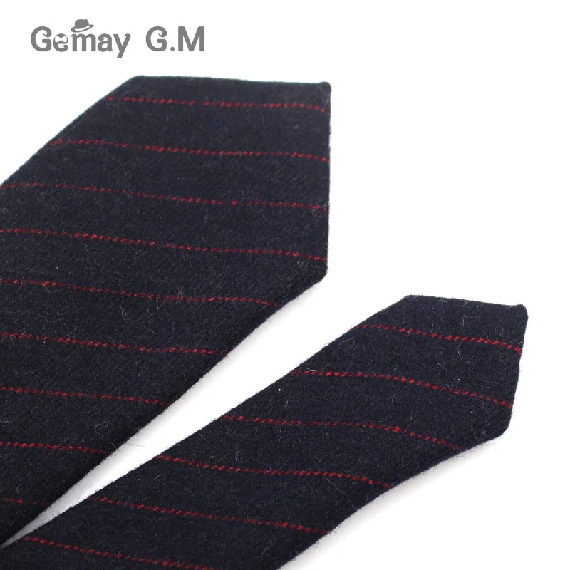 Fashion Wool Ties For Men Skinny Solid Casual Neckties Corbata Slim Striped Necktie for Wedding Gift Suit Cravat Accessories