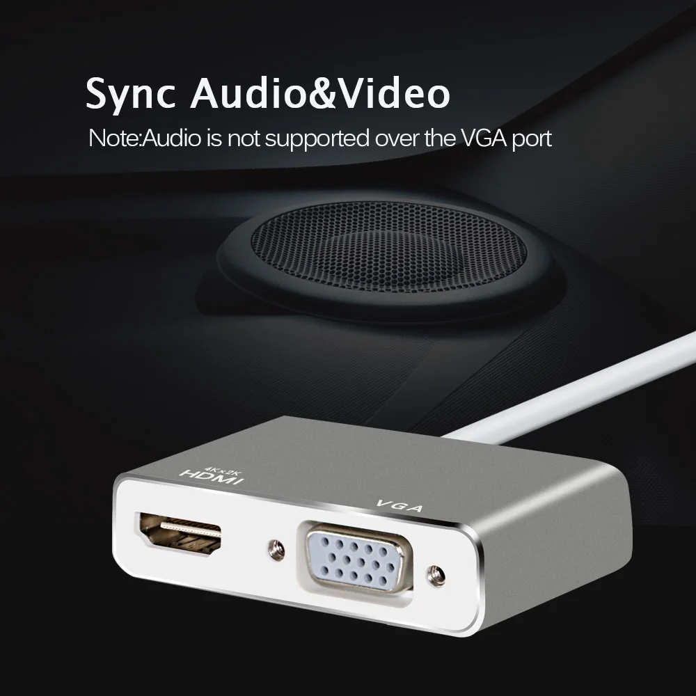 USB type c к VGA HDMI конвертер 2 в 1 4K 1080P аудио и видео адаптер для планшетного монитора