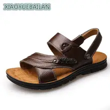 Новые летние мужские кожаные сандалии Сандалии для девочек простой атмосферное модные босоножки