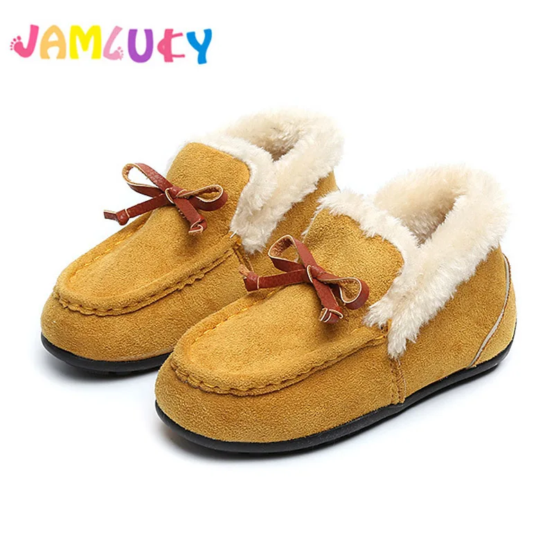 Kids Girl Winter Snow Shoes Warm Plush Children Cute Princess Slip On