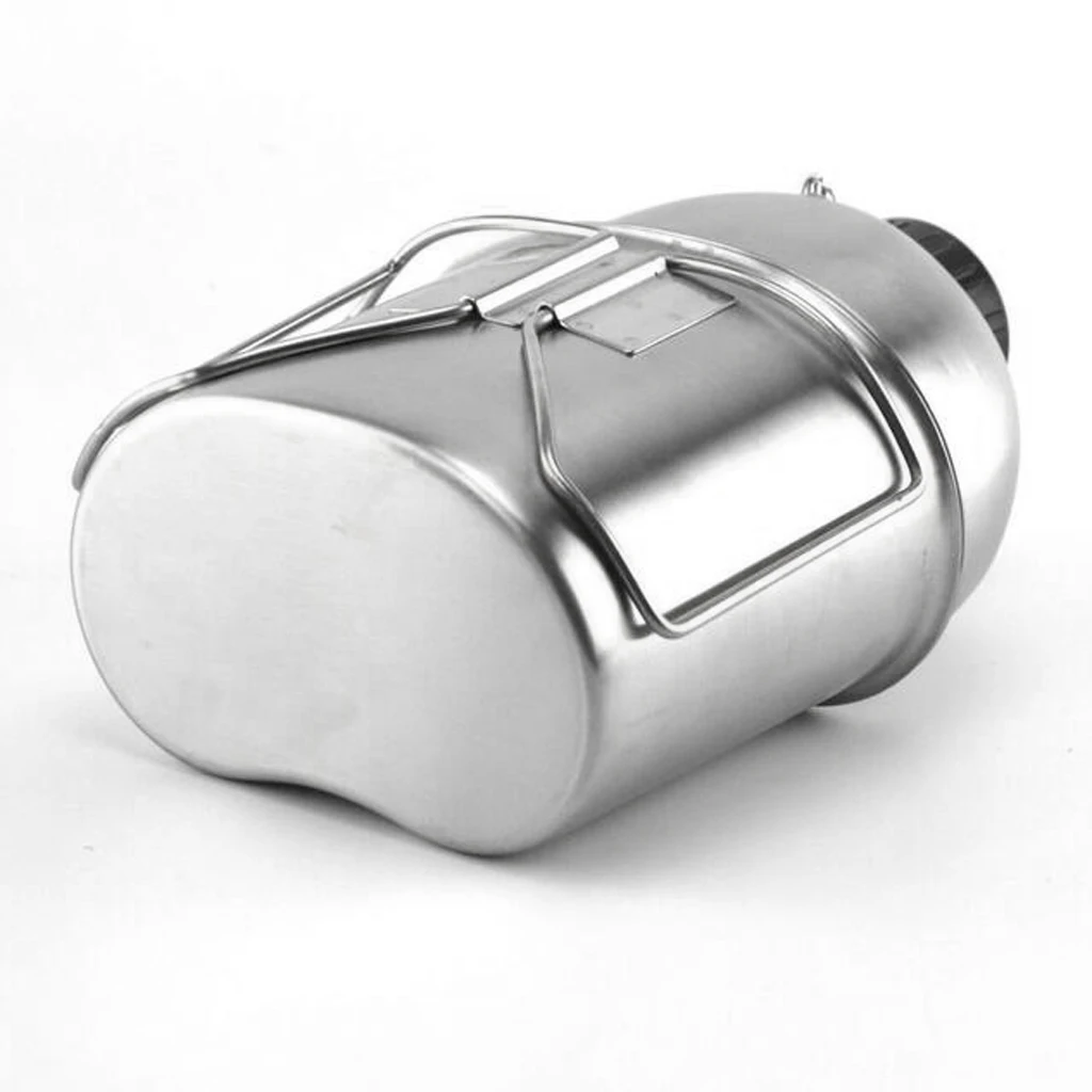Outdoor Camping Stainless Steel 1L Kettle and 0.6L Water Cup Set for Outdoor Adventures Camping Hiking Picnic BBQ Tableware