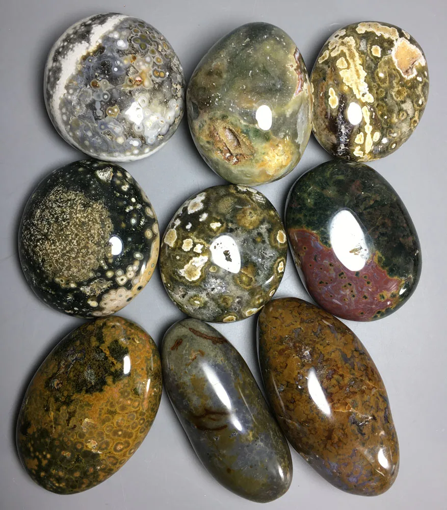 

1032g 9pcs Hot sale RARE NATURAL OCEAN JASPER QUARTZ egg healing crystals stone
