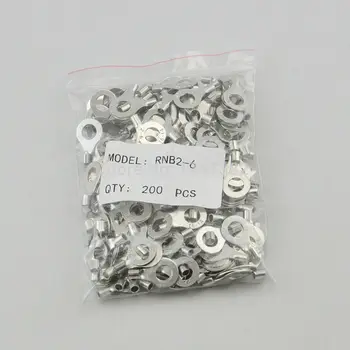 

200PCS RNB2-6 Non-insulated ring terminal electrical wire crimp naked connector AWG 16-14