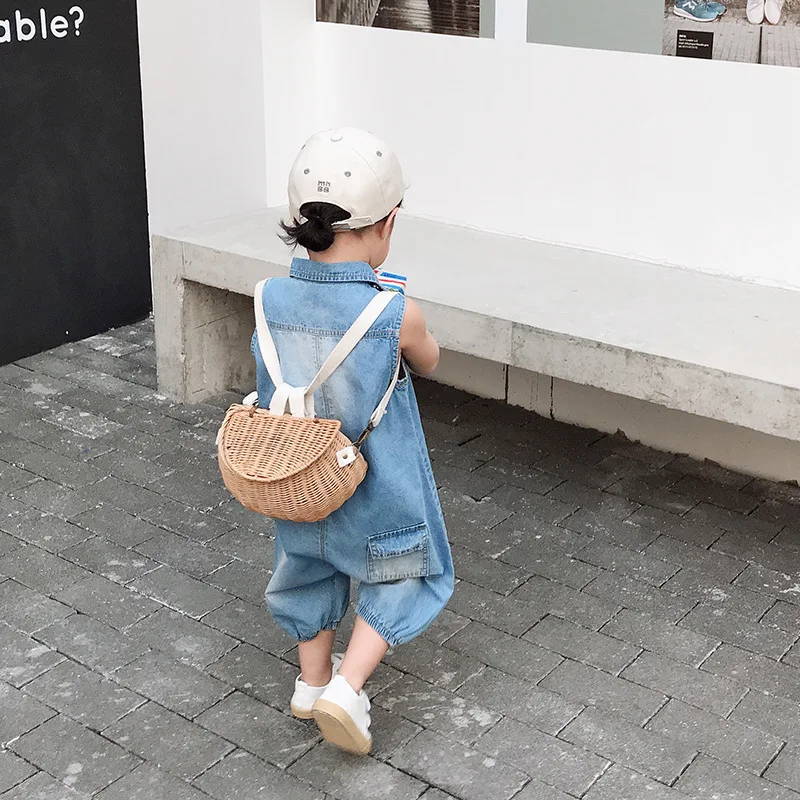 

Baby Kids Cowboy Sleeveless Jumpsuit Toddler Children Denim Casusal Rompers Little Girls and Boys Thin Cotton Pullover Clothes