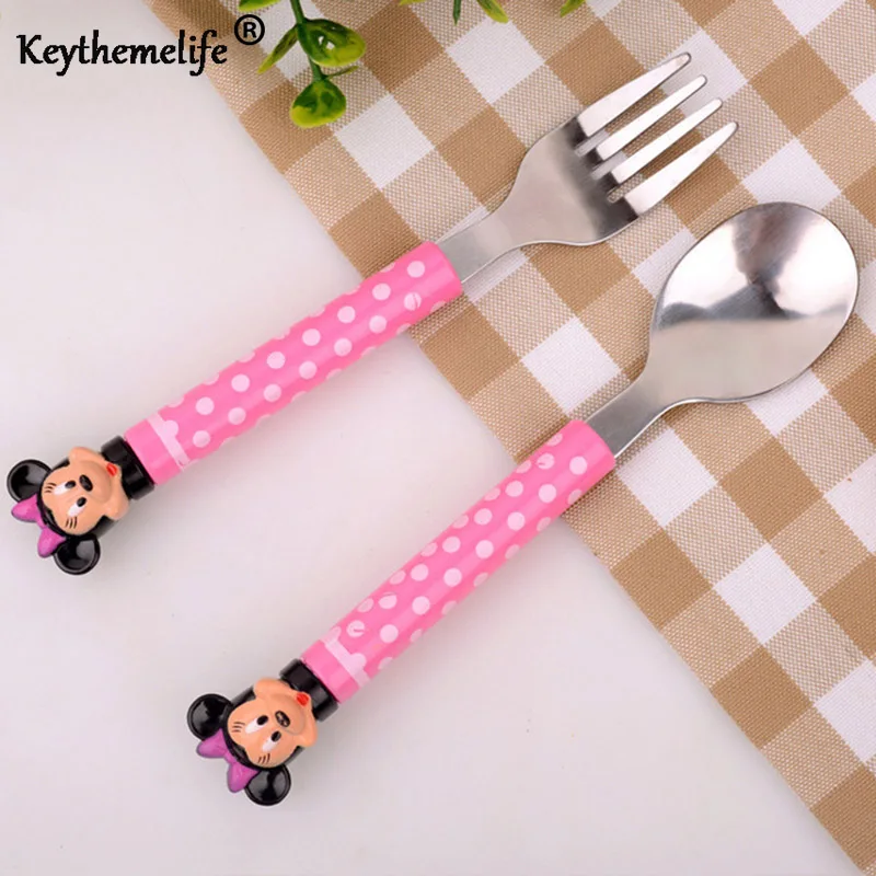 

2pcs/set Cartoon Mickey Dinnerware set Tea Coffee Teaspoons Soup Ladle Kids Stainless Steel Tableware Dropshipping