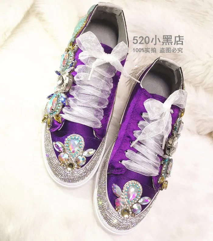 

Womens Rhinestone Flat Lace Up Comfy Shoes Casual Sequins b3