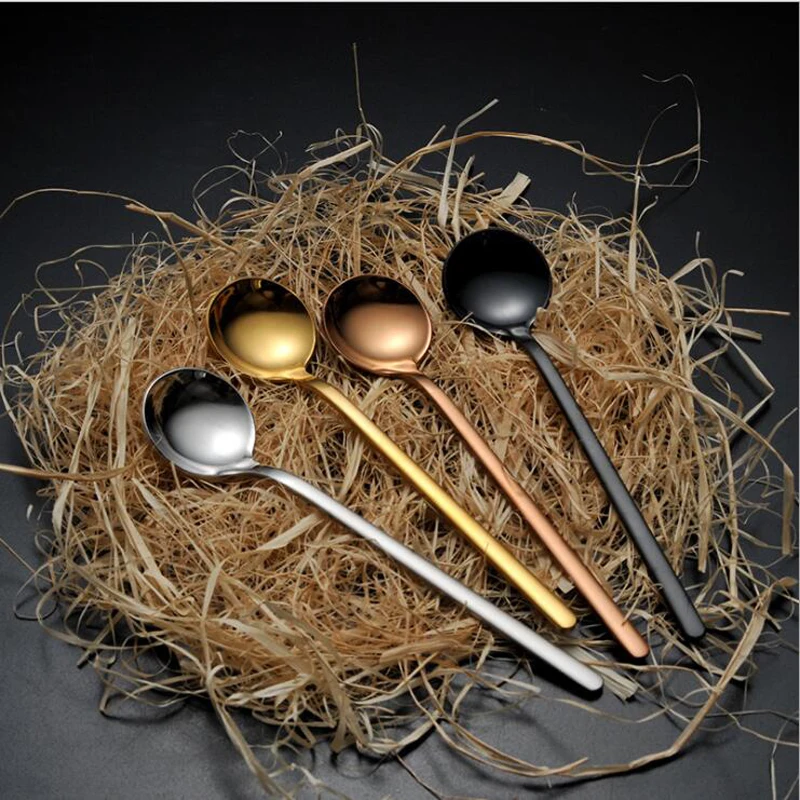 

4pcs Coffee Spoon 304 Stainless Steel Dessert Ice Cream Spoon Tea Spoon Coffee Accessories Flatware Drinking Tools