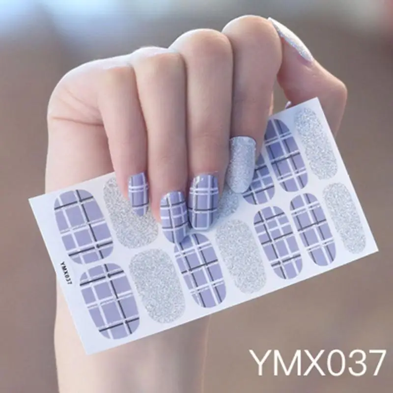 1 шт красота ногтей наклейки s полное покрытие наклейки Обертывания украшения DIY маникюр слайдер винил для ногтей клей наклейки для ногтей - Цвет: YMX037