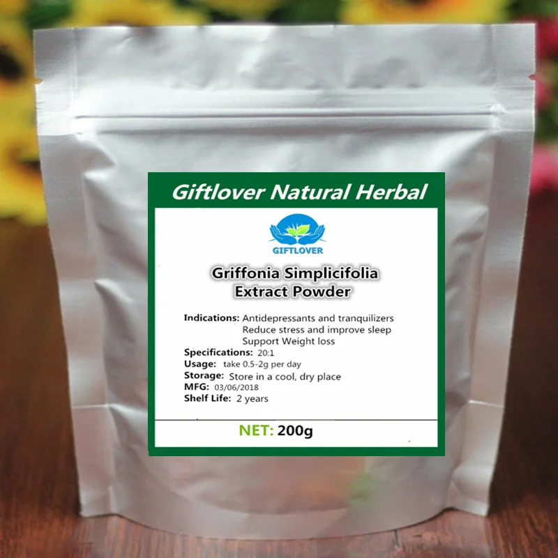 5-HTP дополнение чисто Griffonia Экстракт Griffonia simplicifolia порошок, снять стресс и улучшает сон, анти-депрессии, высокого качества 5htp