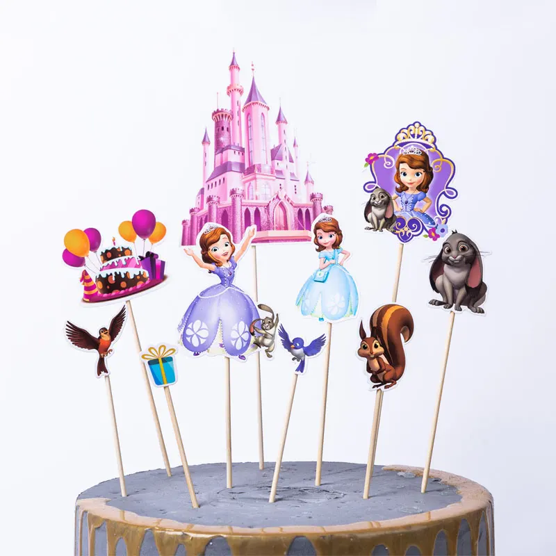 1set/pack Disney Forzen Happy Birthday Party Cake Topper Kids Favors Decorate Cupcake Toppers With Sticks Baby Shower Supplies - Цвет: Cake Topper-7