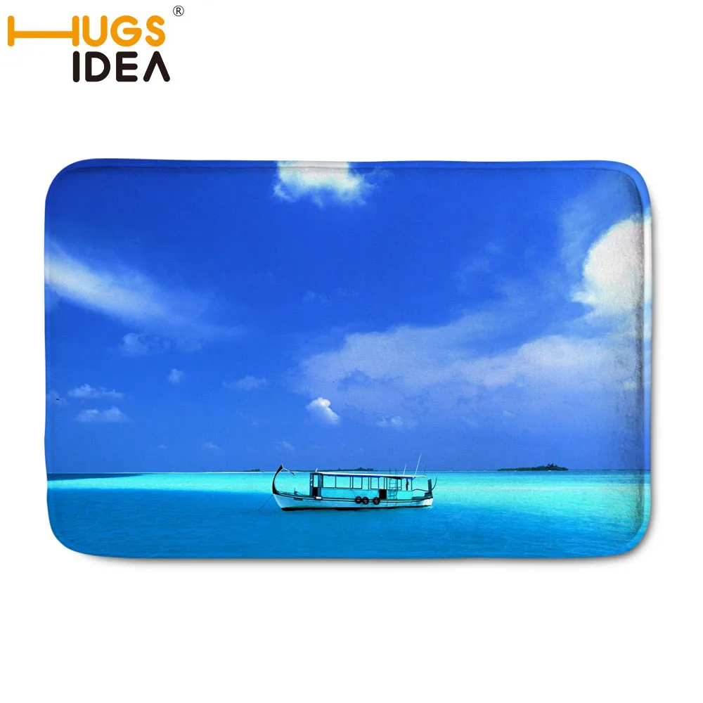 HUGSIDEA синий пляжный узор фланелевый ковер для гостиной Детская комната Спальня Противоскользящий коврик украшение дома журнальный столик ковер