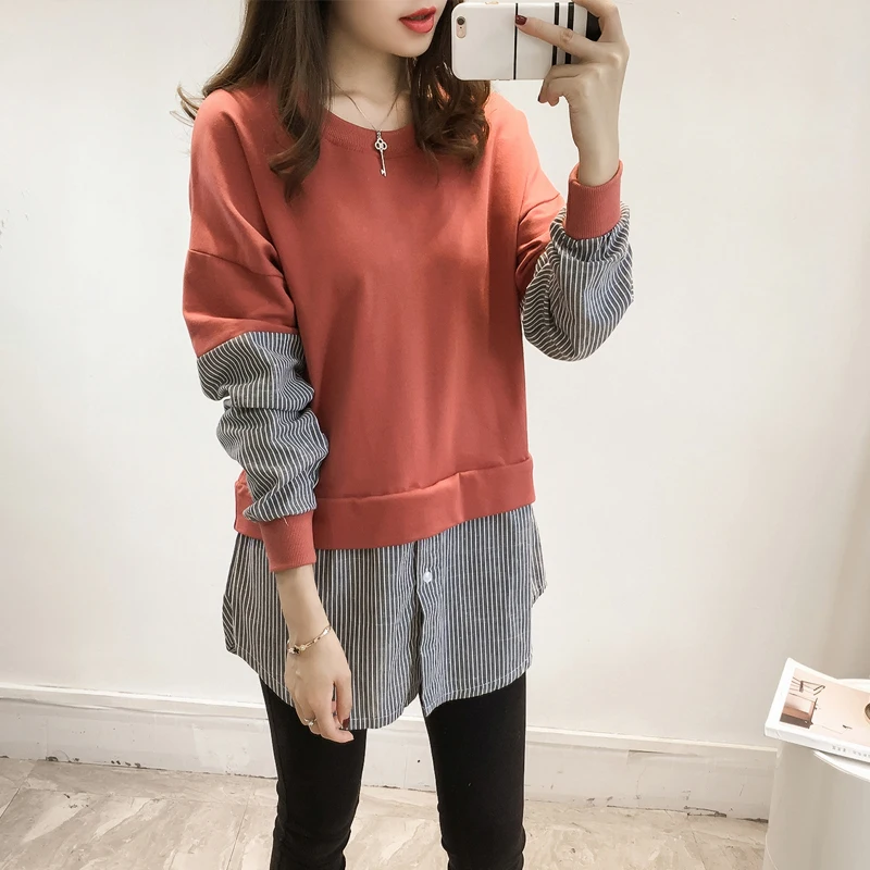 

4xl plus big size women spring autumn winter 2018 feminina fleece New long black sweatshirts female A1847