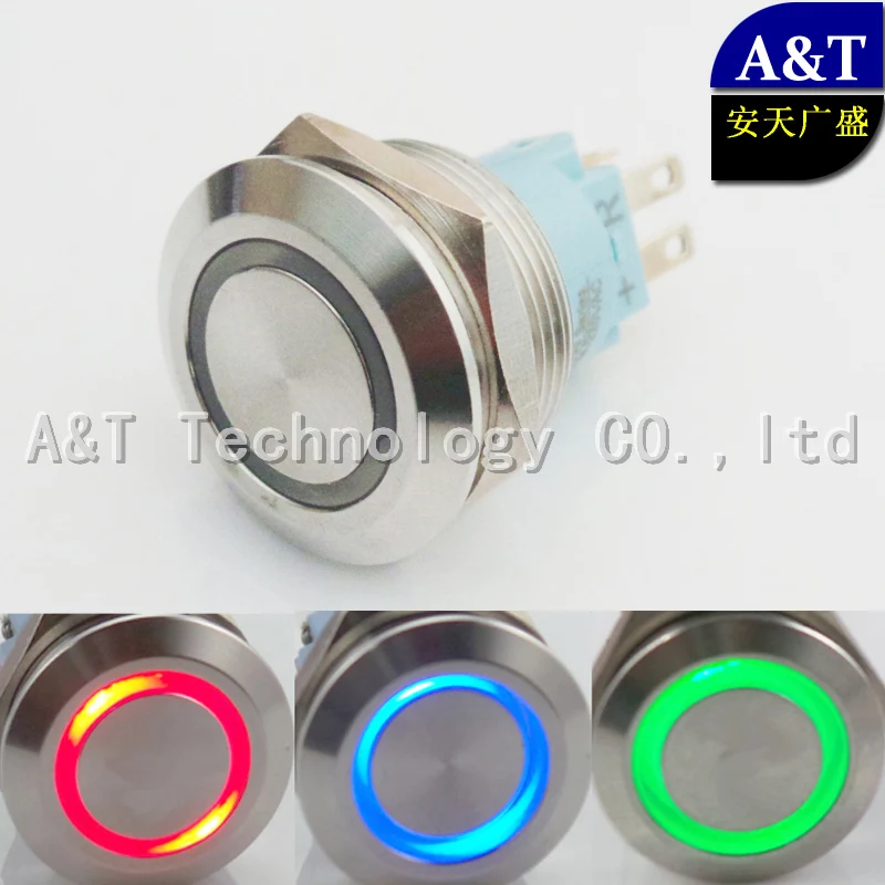 19mm Three color RGB LED Momentary ON OFF Push Button 12V 24V 220V Red