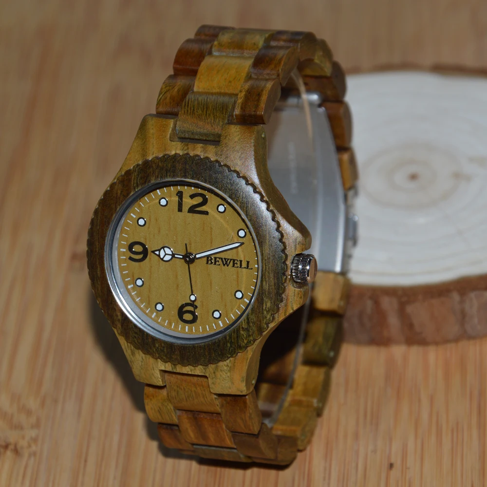 

BEWELL Brand Wooden Watch Original Sandalwood Wristwatch Sport Fashion Man and Woman Watch Unisex Watches Relogio as Gift 038A