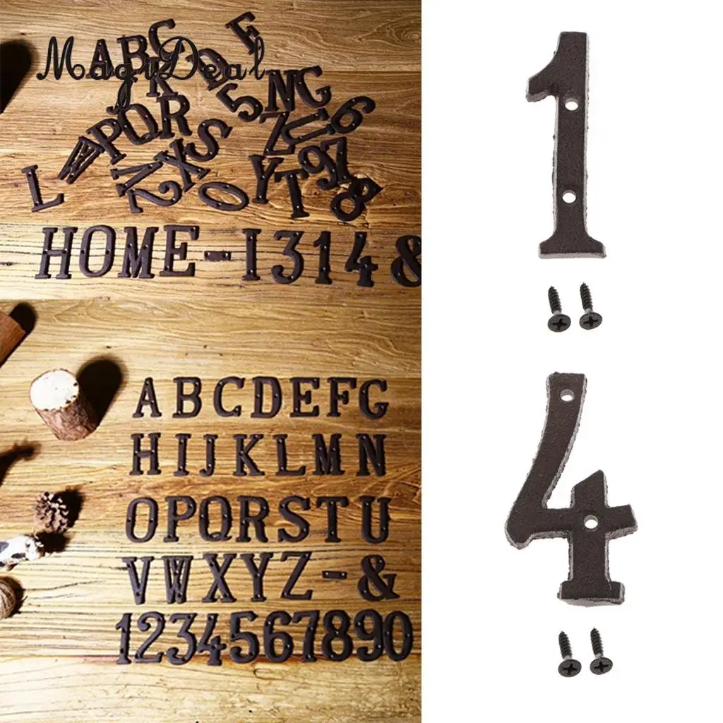 2pcs Cast Wrought Iron Black Antique House Door Number Signs Digits Sticker Plate 1 4