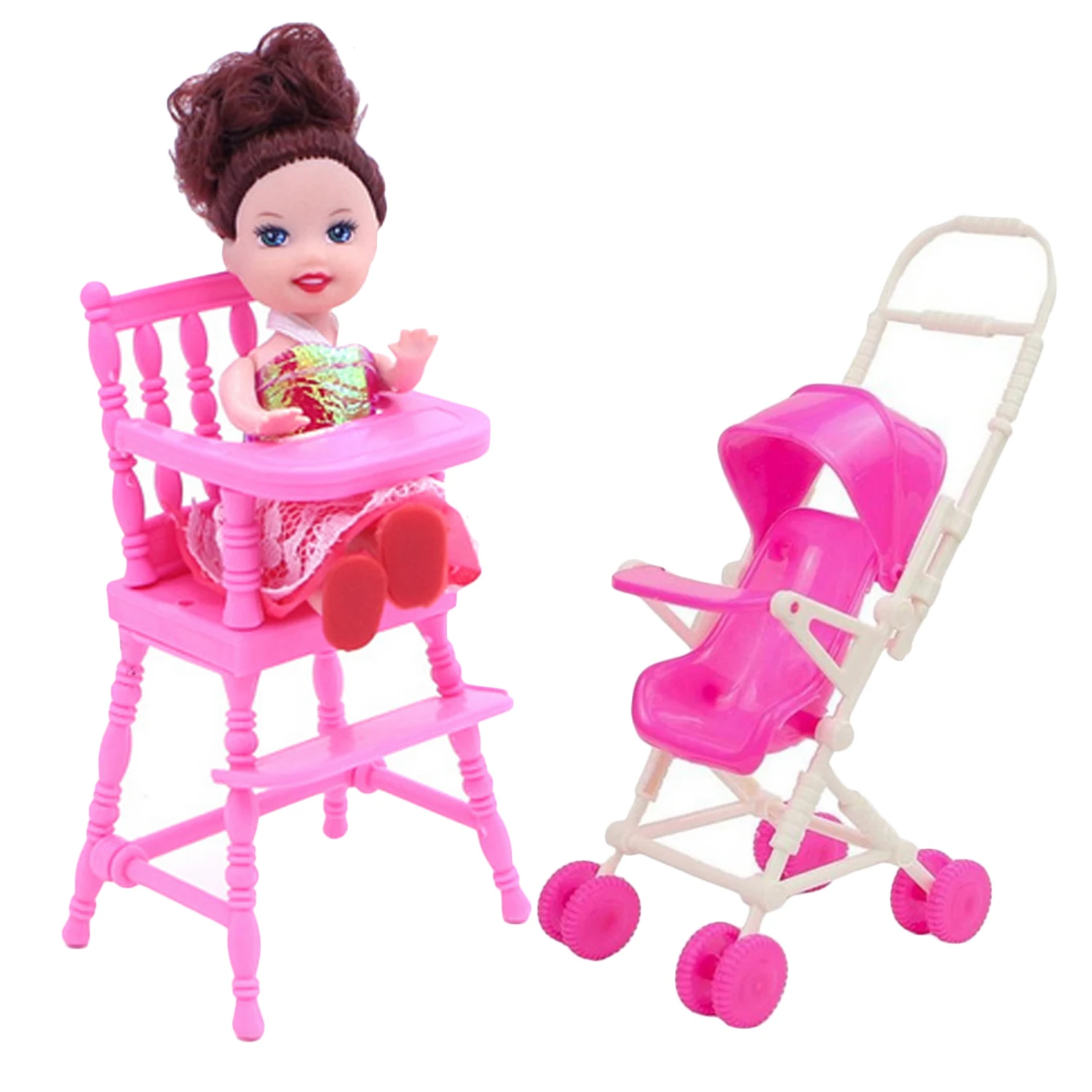 1PCS Mini Doll High Chair with 1PCS Baby Stroller Carriage Doll House Furniture Accessories for Barbie Dollhouse Toy 1PCS Mini Doll High Chair with 1PCS Baby Stroller Carriage Doll House Furniture Accessories for Barbie Dollhouse Toy