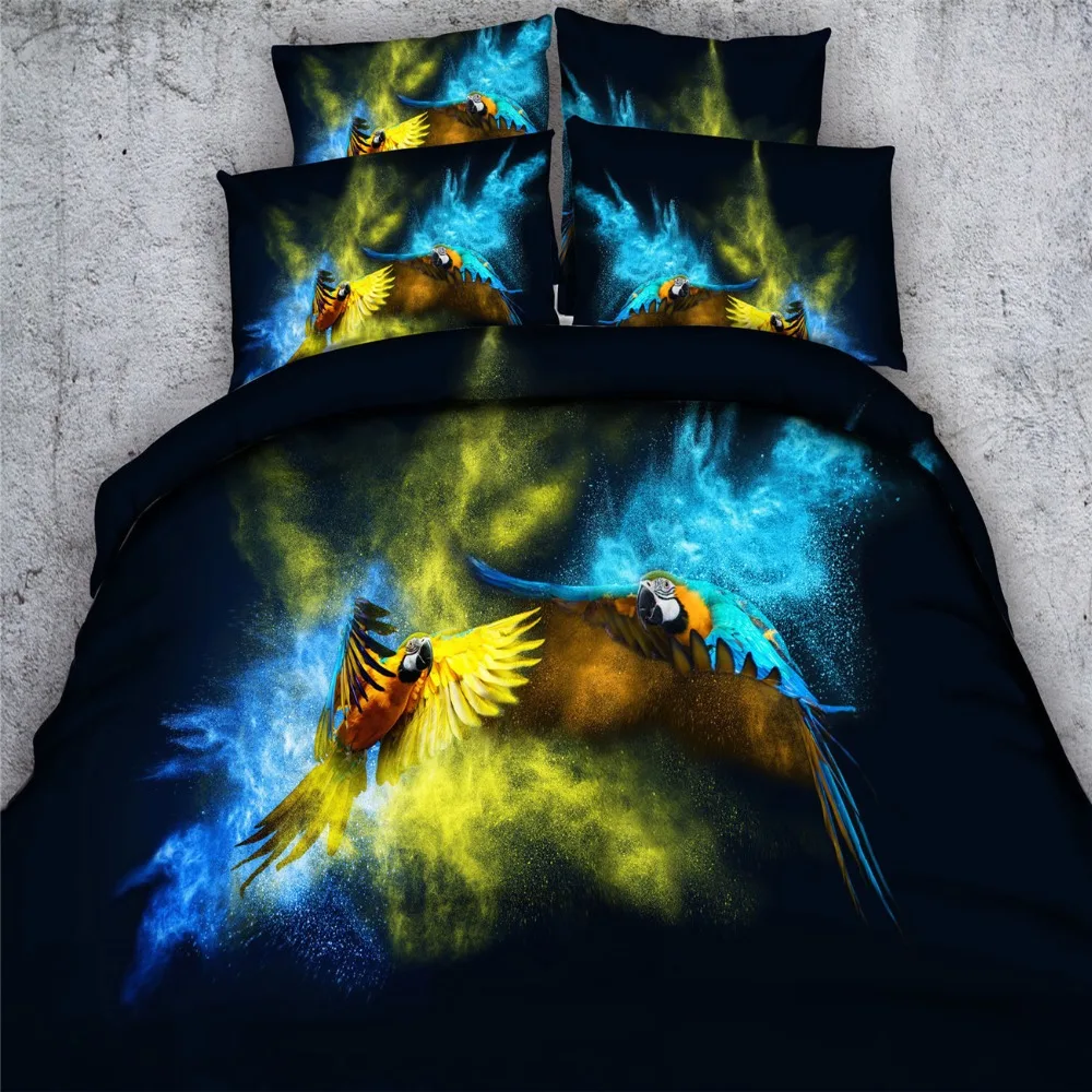 

parrot birds 3d bedding sets queen size girl boy bedspreads king twin 500tc woven beauty color bed clothes animals duvet covers