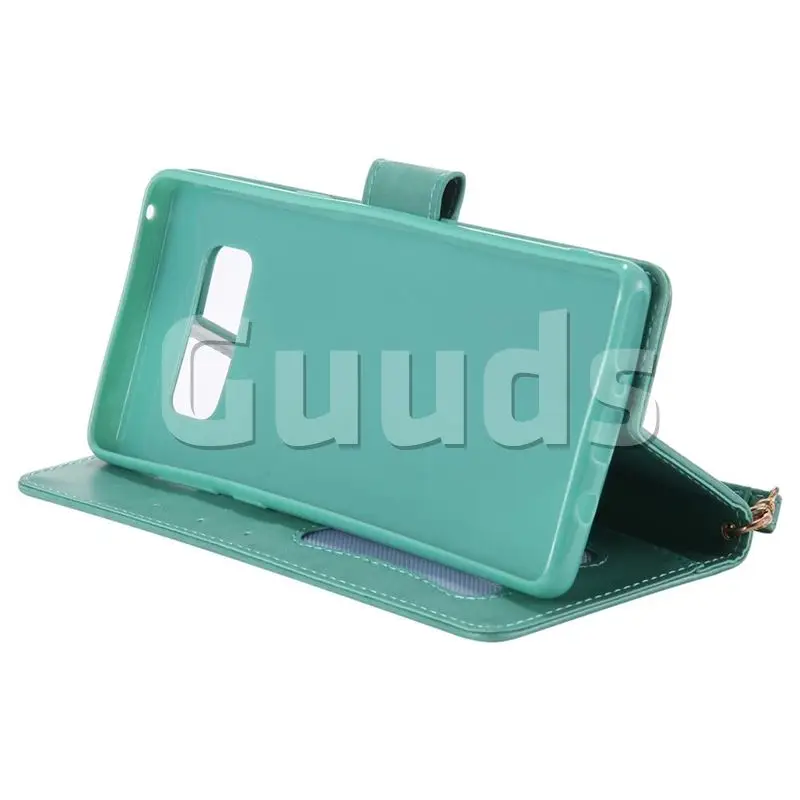 Luminous Flower Girl Cat Leather Wallet Case for Samsung Galaxy Note 8 - Green