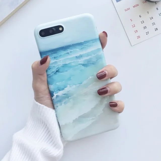 

Blue Sea Waves beach painted TPU case for iphone X XR XS XS Max Ocean TPU Case For iphone 6 6s 7 8 7 plus back cover
