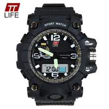 TTLIFE Men Business Casual Sport Digital Watch Anti Shock Luxury Analog LED Wristwatch Large Dial LED Display Quartz Watch TS14