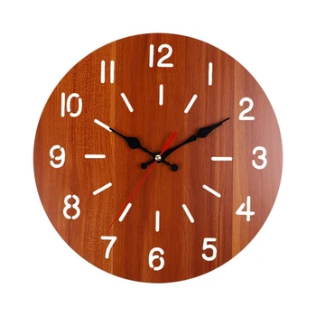

12 Inch Vintage Arabic Numeral Design Rustic Country Tuscan Style Wooden Decorative Round Wall Clock