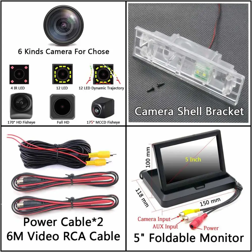 175 градусов рыбий глаз MCCD Starlight Парковка HD Автомобильная камера заднего вида для BMW 1 серии 116i 120i 135i 640i Мини Купер E81 E87 E89 - Название цвета: Camera 5 inch Fold