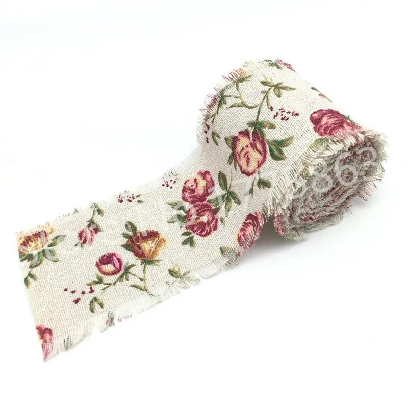 Christmas Decor 5m Burlap Frayed Edge Vintage Rose Inspired