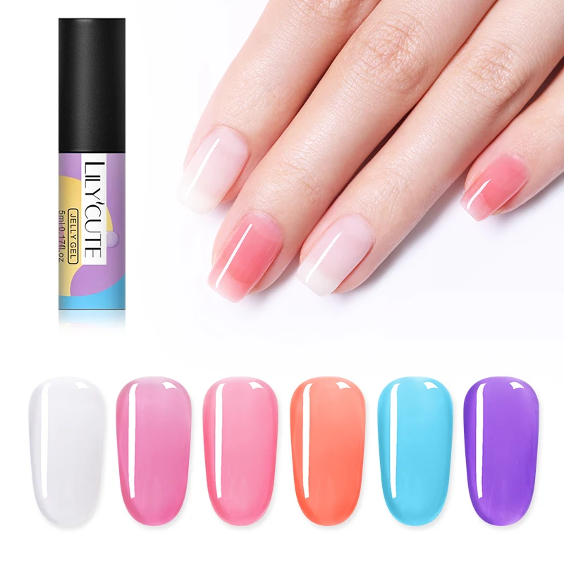 

LILYCUTE 5ml Opal Jelly Gel Nail Polish White Pink Blue Crystal Semi Permeable Soak Off UV LED Gel Varnish Nail Art Lacquer