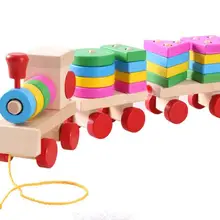 Красочные геометрические фигуры цифровой деревянный поезд игрушка для детей раннее образование строительные блоки Монтессори Детские когнитивные игрушки подарок