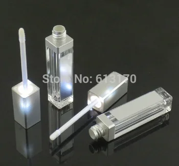 

Free shipping 8ml lip gloss tubes with black,silver cap and LED light DIY Empty mascara cream tube,revitalash bottle