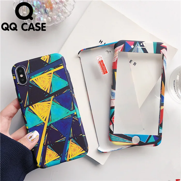 

360 Degree Full Body Protection Case for iPhone 6 6s 7 8 Plus Fashion Hard Cover For Apple iPhone X XR XS Max With Glass Flim