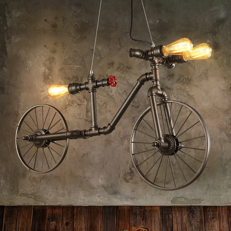 

Vintage Hanging Lights Nordic Bicycle Pendant Light Fixture Retro Dining Room Restaurant Cafes Pub Bike Droplight Home Lighting