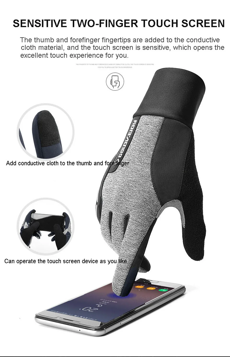 GOBYGO Сенсорный экран велосипед перчатки зимние Термальность ветрозащитный Теплый Полный палец велосипедные перчатки противоскользящие велосипедные перчатки для Для мужчин Для женщин