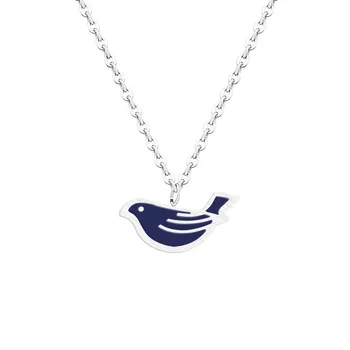 

10PCS Creative Sparrow Peace Dove Cute Bird Pendant Necklaces Stainless Steel Essential Blue Oil Diffuser Accessories for Women