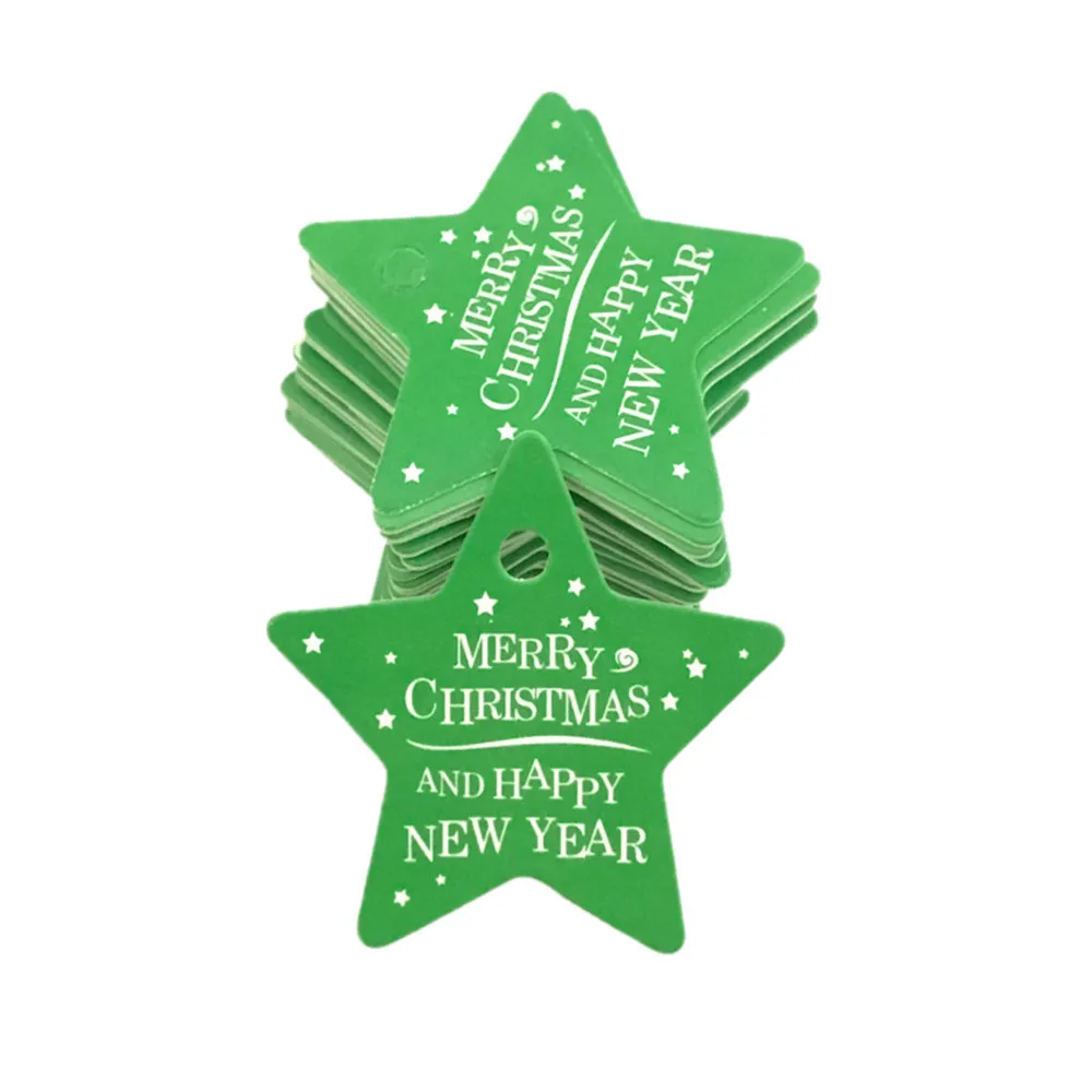 100 шт Звезда Санта Клаус Рождественский тег конфеты мешок украшения подвесные карточки для подарков год украшения Счастливого Рождества Рождественское украшение