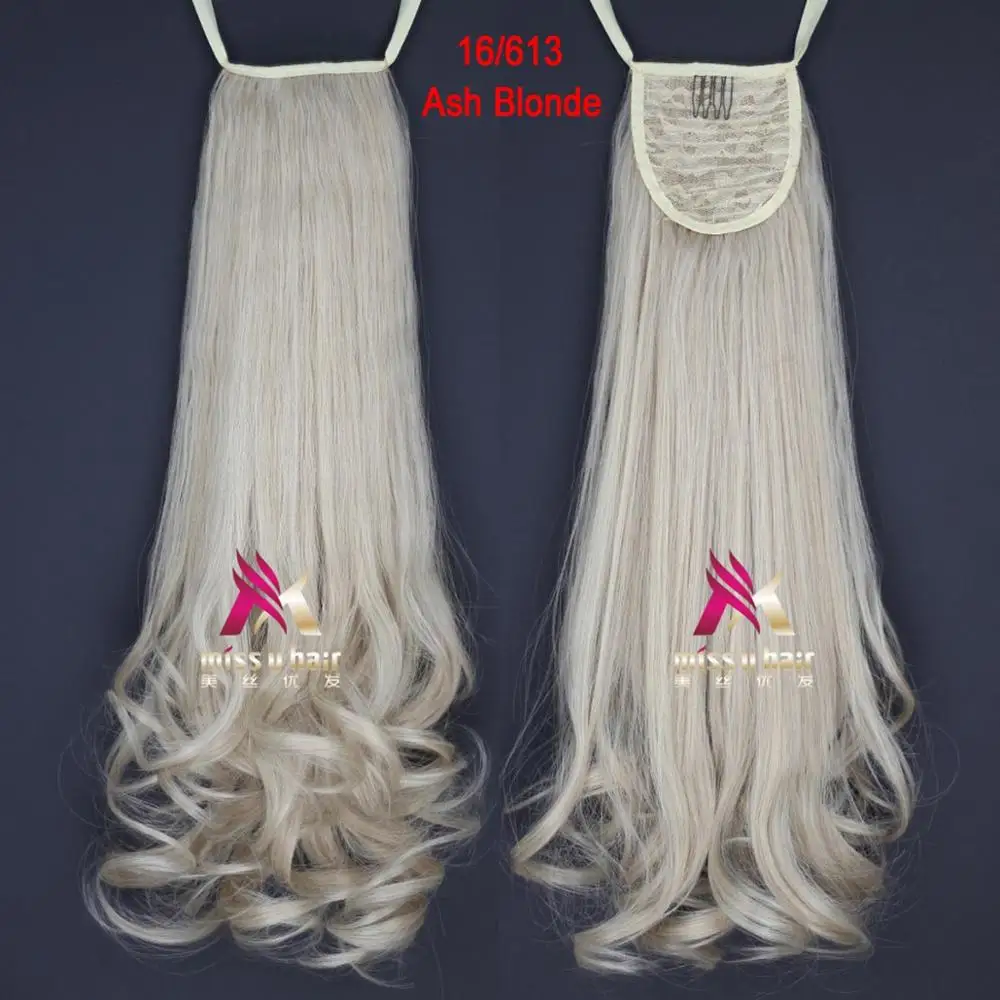 Miss U Hair 1" 45 см 110 г Синтетическая лента конский хвост длинные вьющиеся женская Сережка для наращивания волос кусок хвостики - Цвет: P16/613