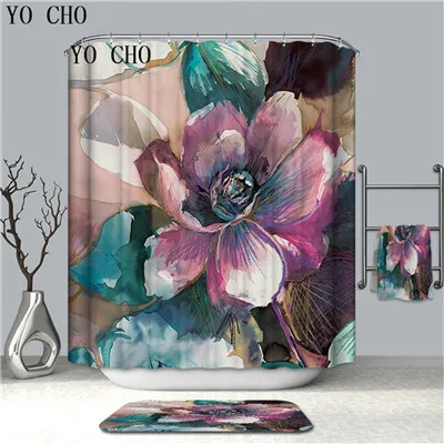 YO CHO Showy цветок занавеска для душа s Заказная Водонепроницаемая занавеска для ванной комнаты ткань полиэстер занавеска для душа Высокое качество - Цвет: type 7