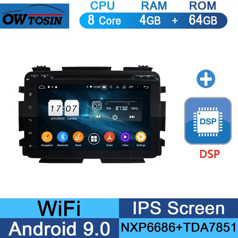 " ips 1920*1080 8Core 4G+ 64G Android 9,0 Автомобильный DVD плеер для Honda Vezel HR-V вариабельности сердечного ритма XR-V DSP радио gps - Цвет: 64G DSP