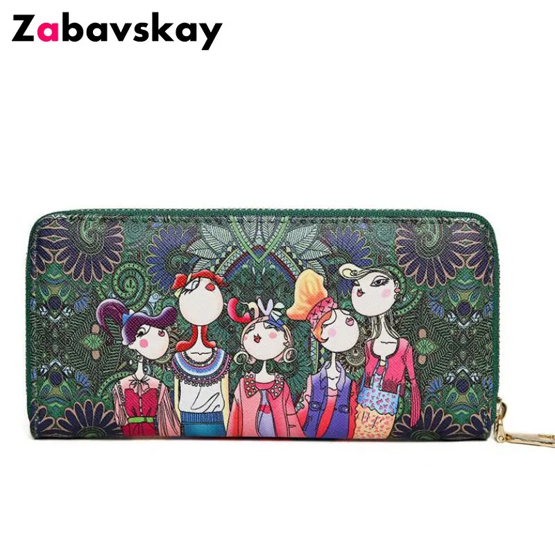 

NEW 2019 Fashion Ladies Wallet PU Leather Cartoon Character Pattern Casual Lady Wallet Handbag Wallet QT41