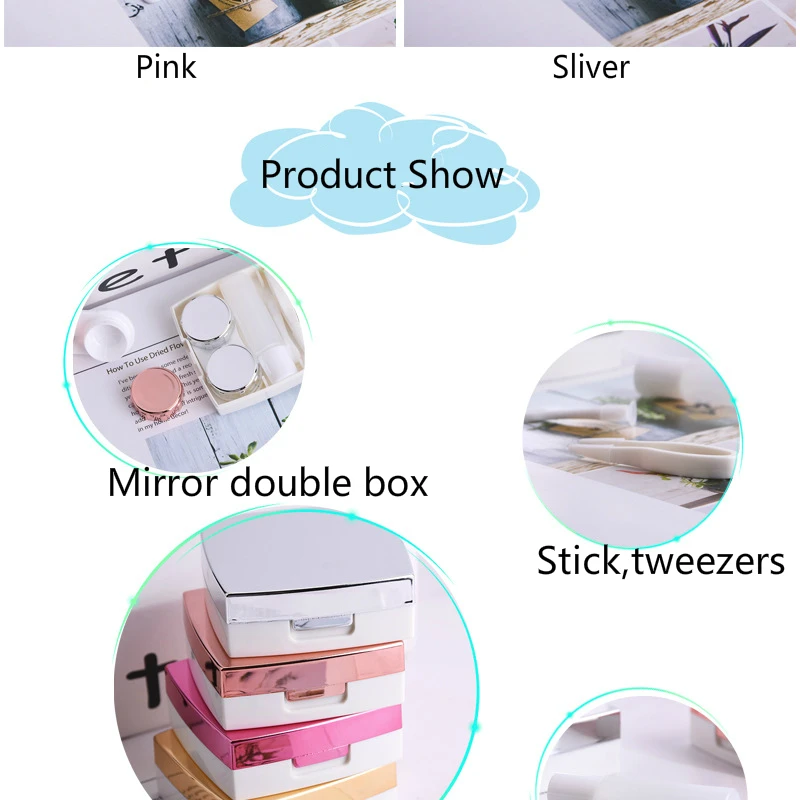 Contact Lens Case With Mirror women Colored Contact Lenses box eyes contact lens container Lovely Travel kit box without sign