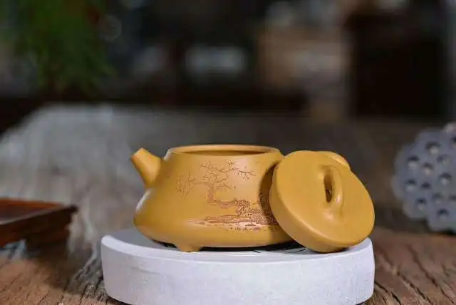 Горшок, каменный ковш горшок, чайник, чайник и чайник. Чистый ручной работы большой рот каменный ковш из золотой грязи оригинальной шахты