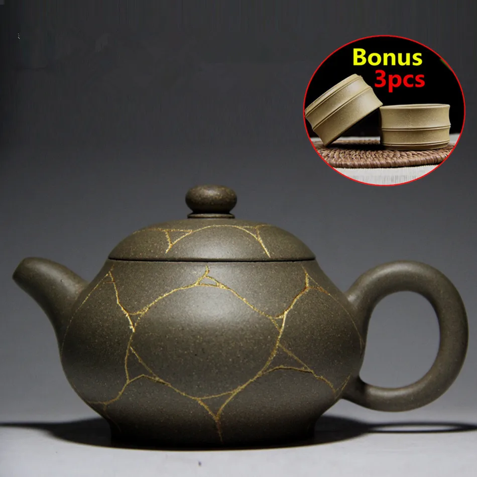 180ml Handmad Ceramic Tea Pot Chinese ZiSha Teapots Bouns 3 Tea Cups