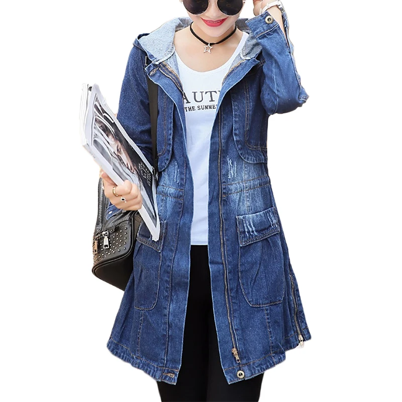 Most effective  Spring Autumn New Denim Jacket Women Korean Loose Long Jeans Jackets Women's Zipper Plus size Hoode