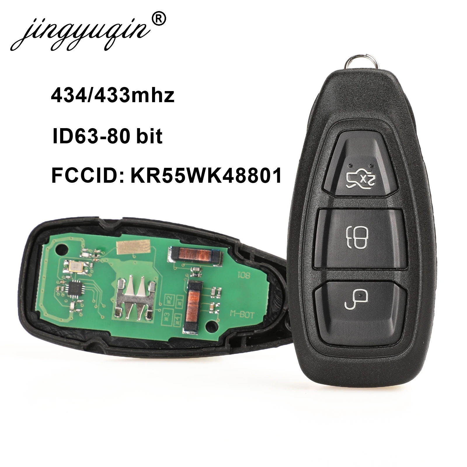 Jingyuqin KR55WK48801 умный дистанционный ключ для Ford Focus C-Max Mondeo Kuga Fiesta B-Max 433/434 МГц 4D63 80 бит Интеллектуальный без ключа