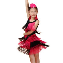Latin Dance Dress Girls Tassel Latin Ballroom Costumes Tango Samba Dance Dress Ballroom Fringe Dress Cha Cha Costume