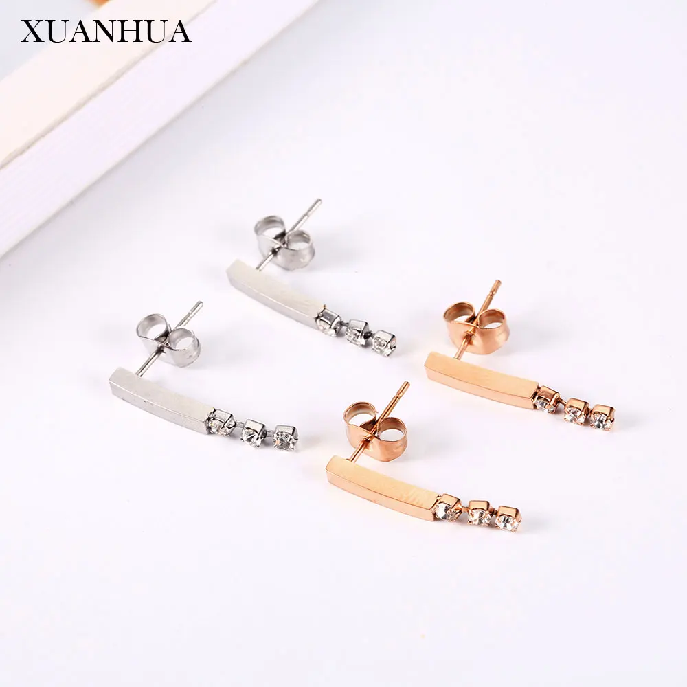 XUANHUA серьги-гвоздики из розового золота для женщин, ювелирные изделия из нержавеющей стали для женщин, мода, изысканные ювелирные изделия, аксессуары