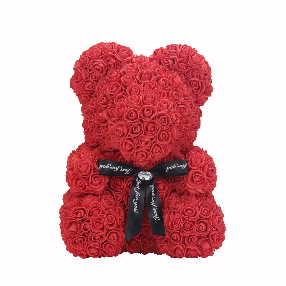 VIP Цена, Прямая, 25 \ 40 см, красный плюшевый мишка, цветок розы, искусственные рождественские подарки для женщин, подарок на день Святого Валентина, плюшевый медведь - Цвет: Red  40cm