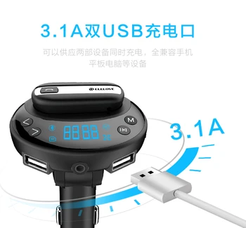 

New Handsfree Car Kit Wireless FM Transmitter ModulatorBluetooth 4.0 Car MP3 Player 3.1A Car Charger Bluetooth Headset