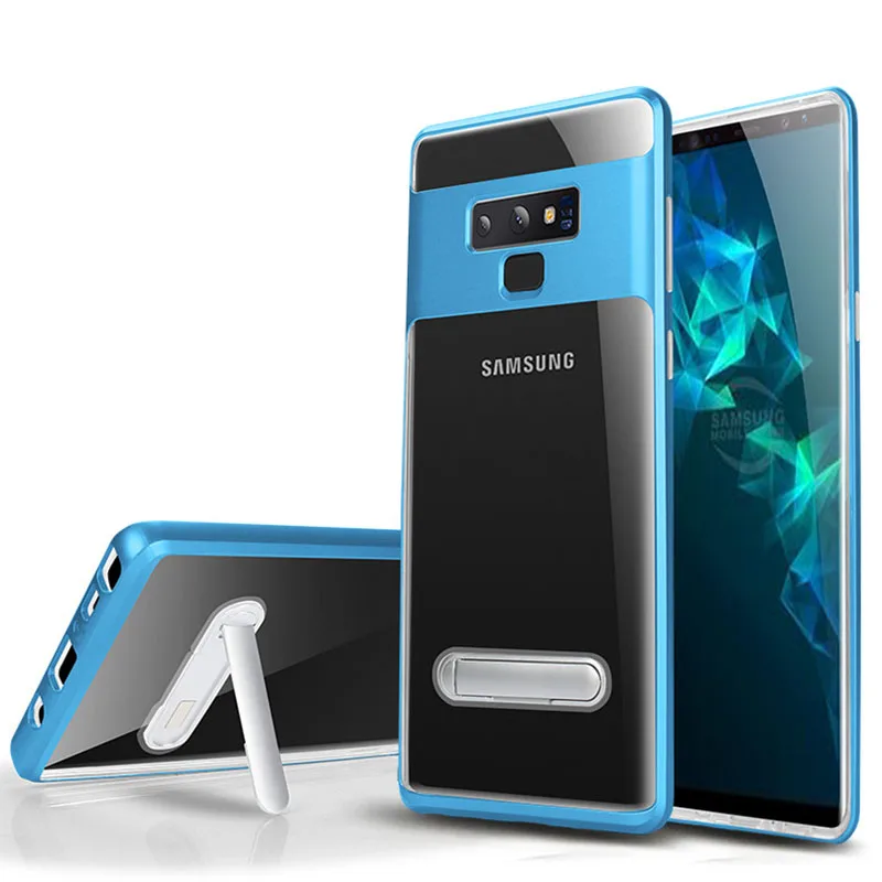 

Luxury Crystal Hybrid Kickstand Bracket TPU Silicon + PC Case Cover For Samsung Galaxy Note 9 S8 S9 Plus S6 S7 Edge